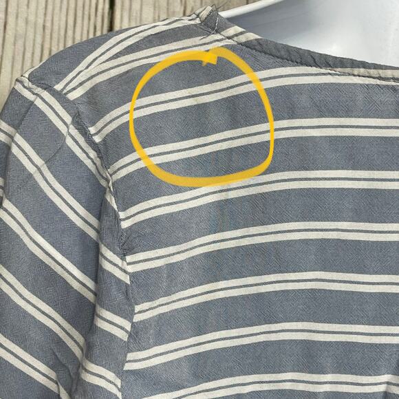 FOREVER 21 Rompers Women M Blue White Striped V-Neck Long Sleeve STAIN - Picture 3 of 6